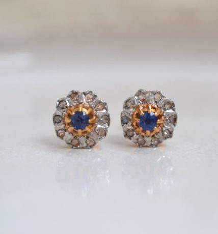 puces d'oreilles saphirs et diamants