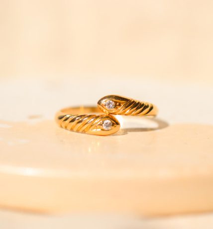 Bague Serpent en Or jaune 18 carats sertie de Diamants
