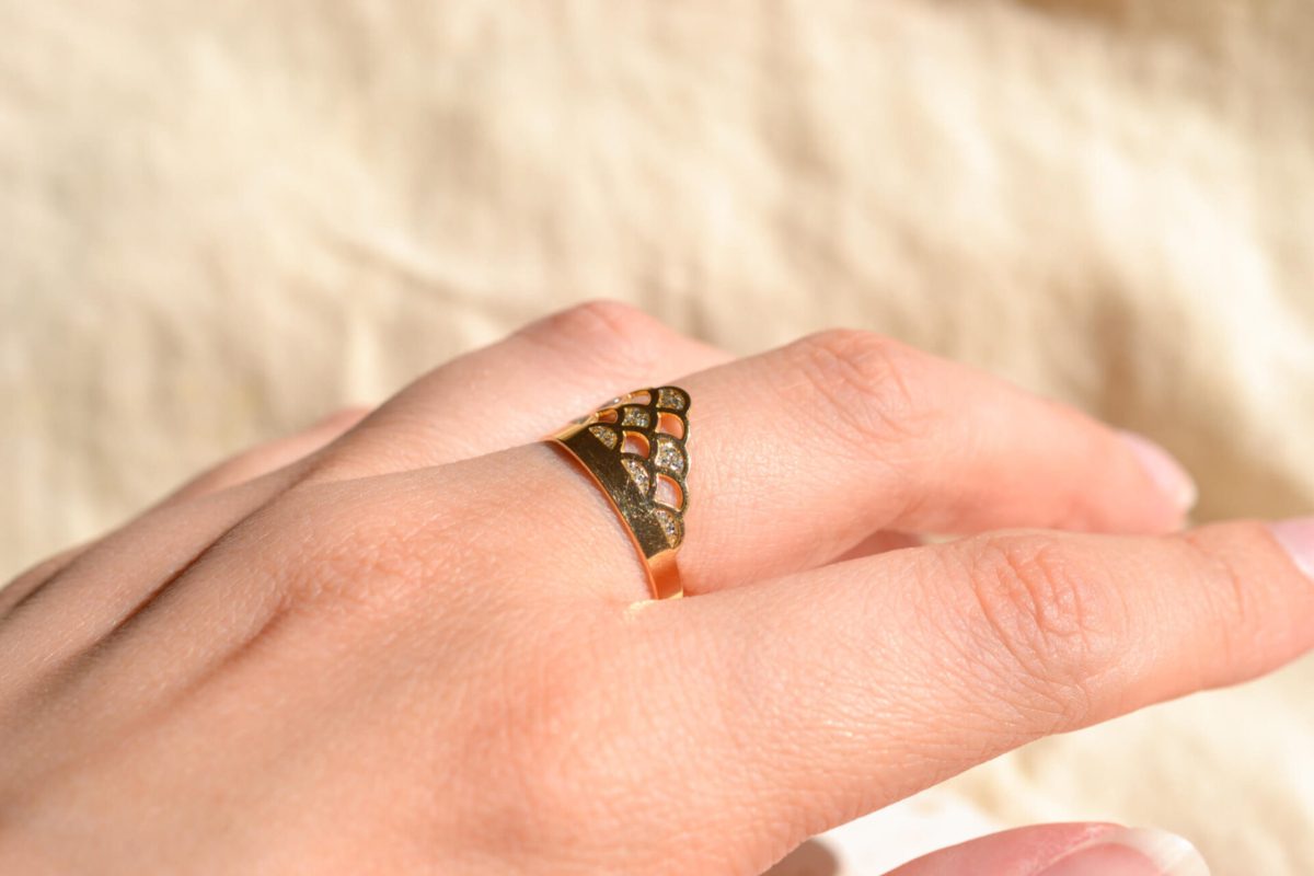 Bague de fiançailles Vintage en Or jaune 18 carats