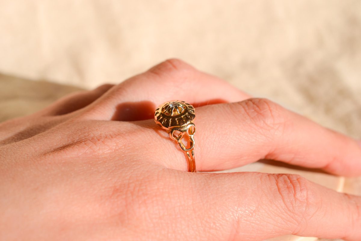 Bague de fiançailles Vintage en Or jaune 18 carats ornée d'un Diamant