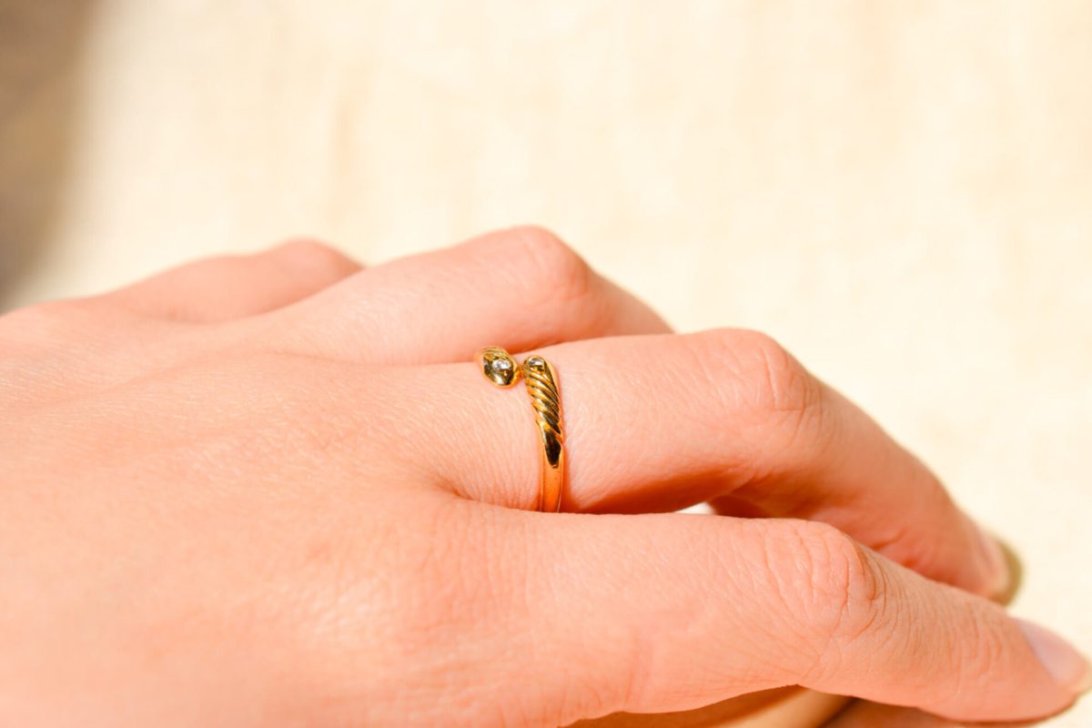 Bague de fiançailles Vintage en Or jaune 18 carats ornée de Diamants