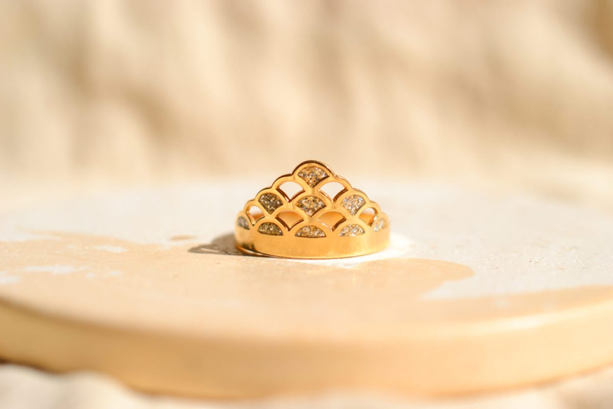 Bague diadème ajourée en Or jaune 18 carats