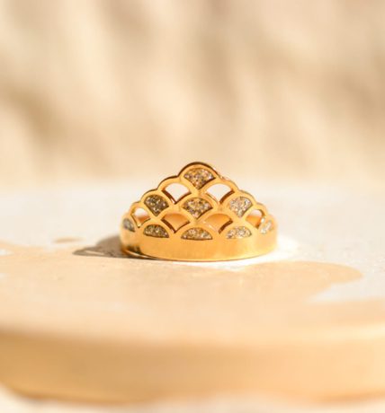 Bague diadème ajourée en Or jaune 18 carats