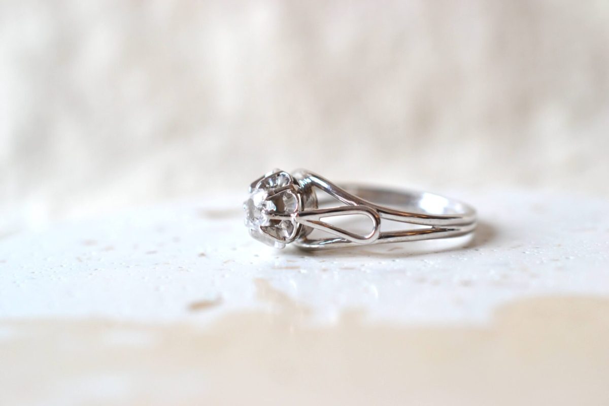 bague fiançailles or blanc