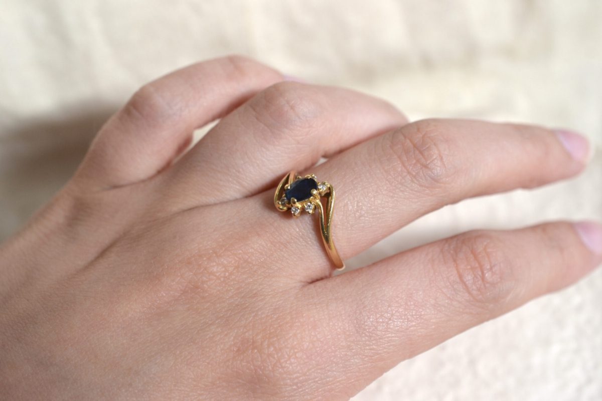 bague fleur saphir diamants