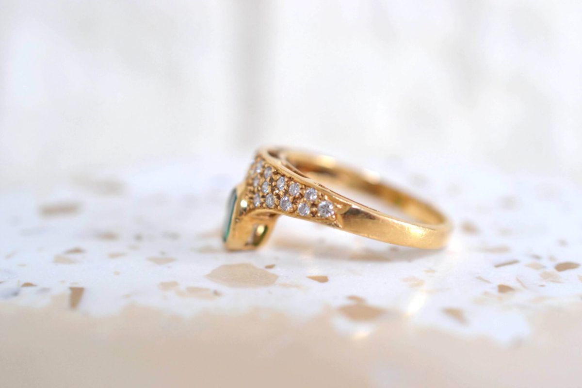 bague floral émeraude diamants