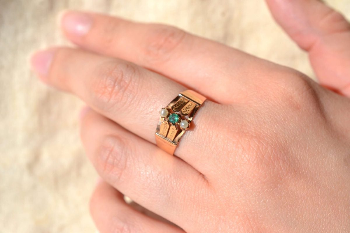 bague grenat verre