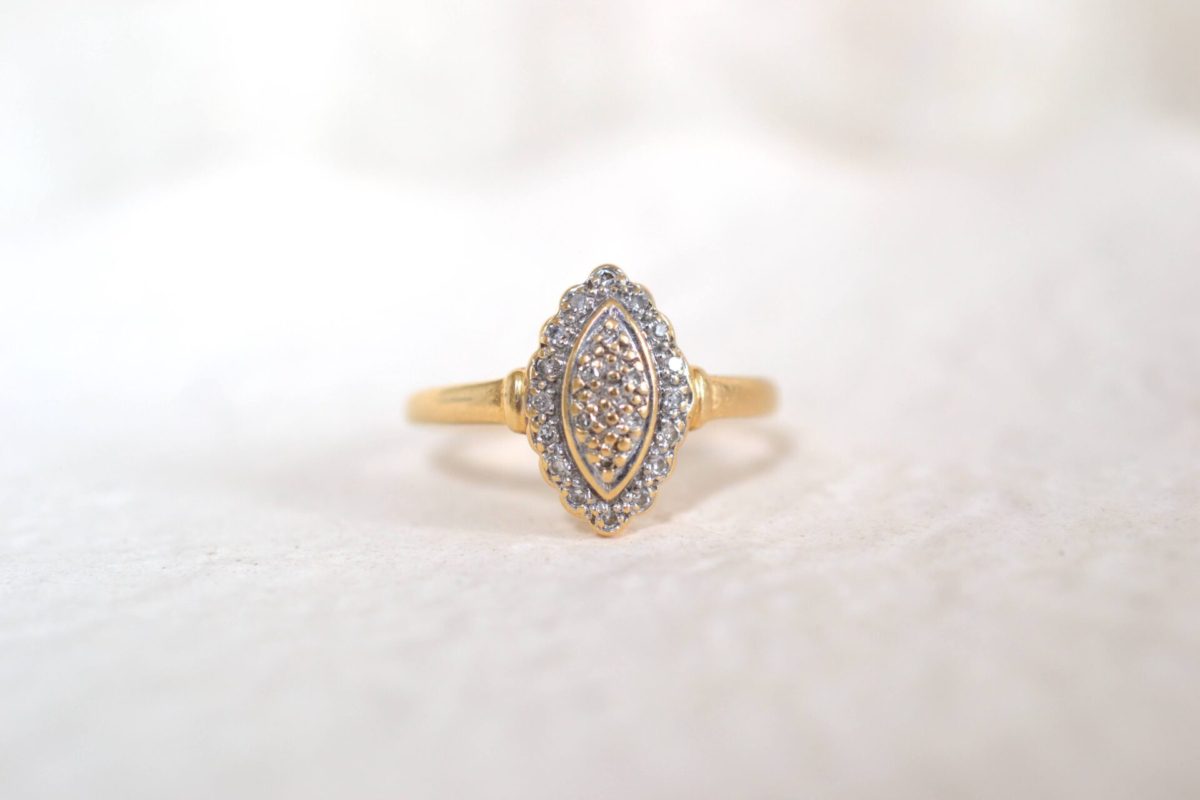 bague navette 2 Ors diamants