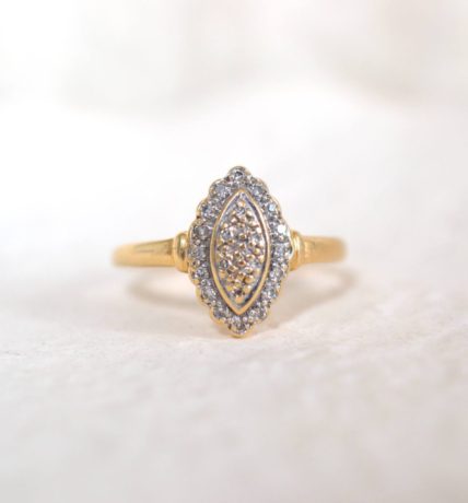 bague navette 2 Ors diamants