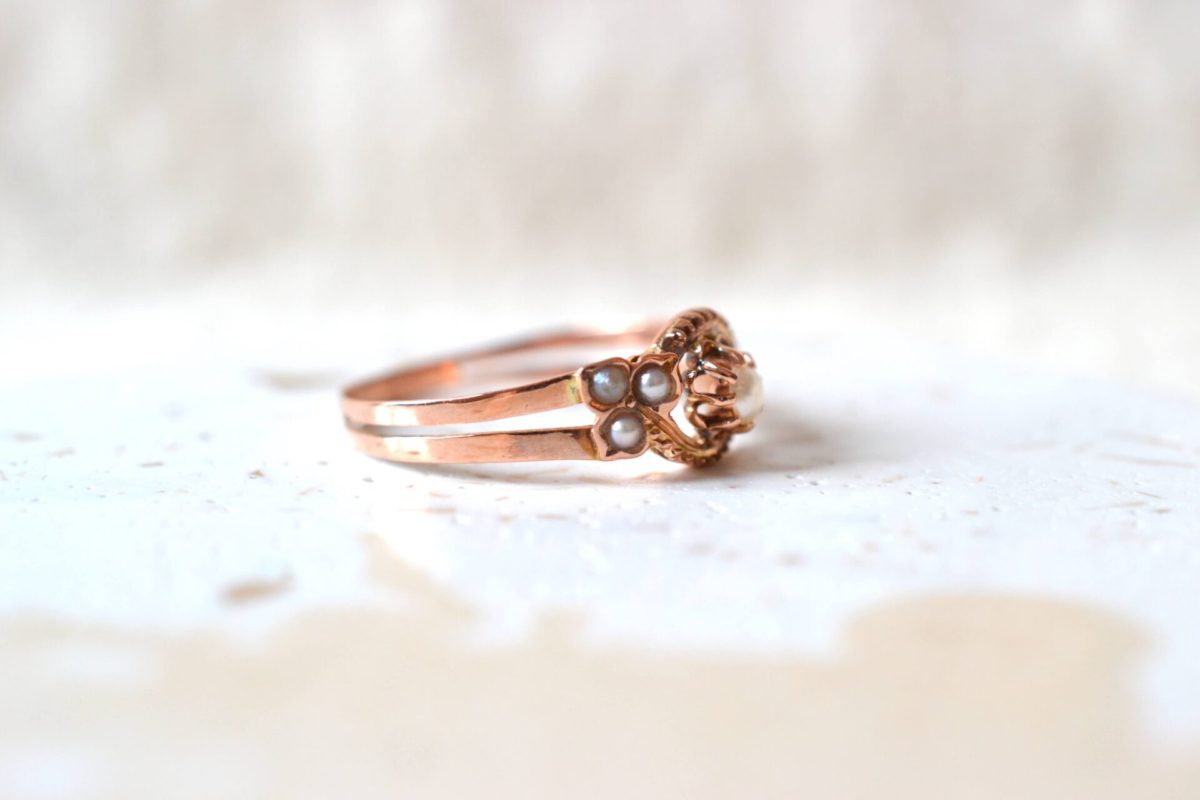 bague perles or rose