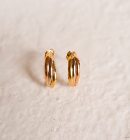 Demi-créoles en Or jaune, Or blanc et Or rose 18 carats