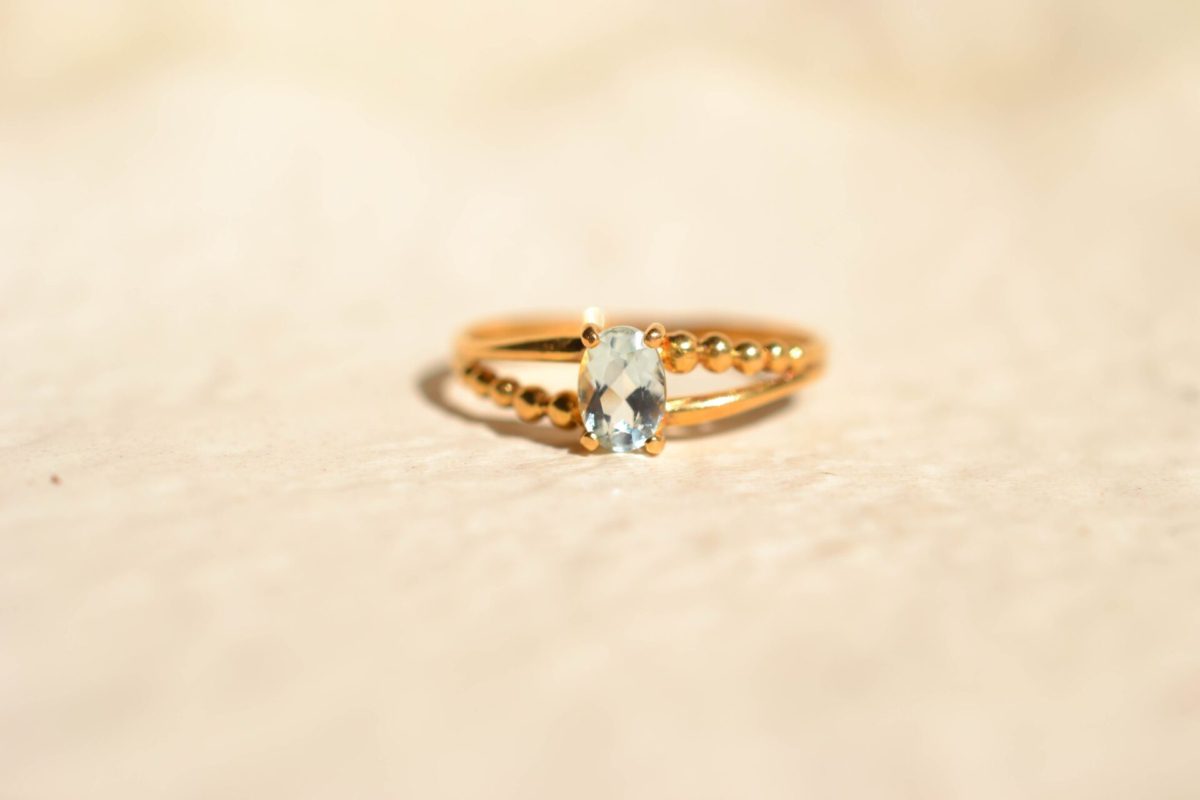 bague aigue marine or 18K