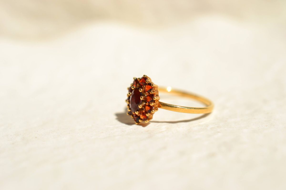 bague grenats or jaune
