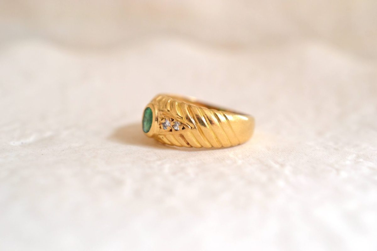 bague jonc émeraude et diamants
