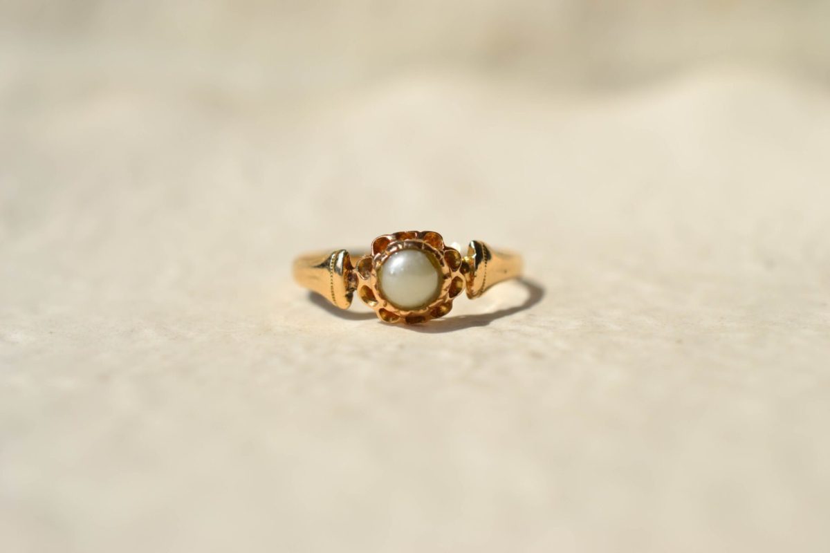 bague perle fleur
