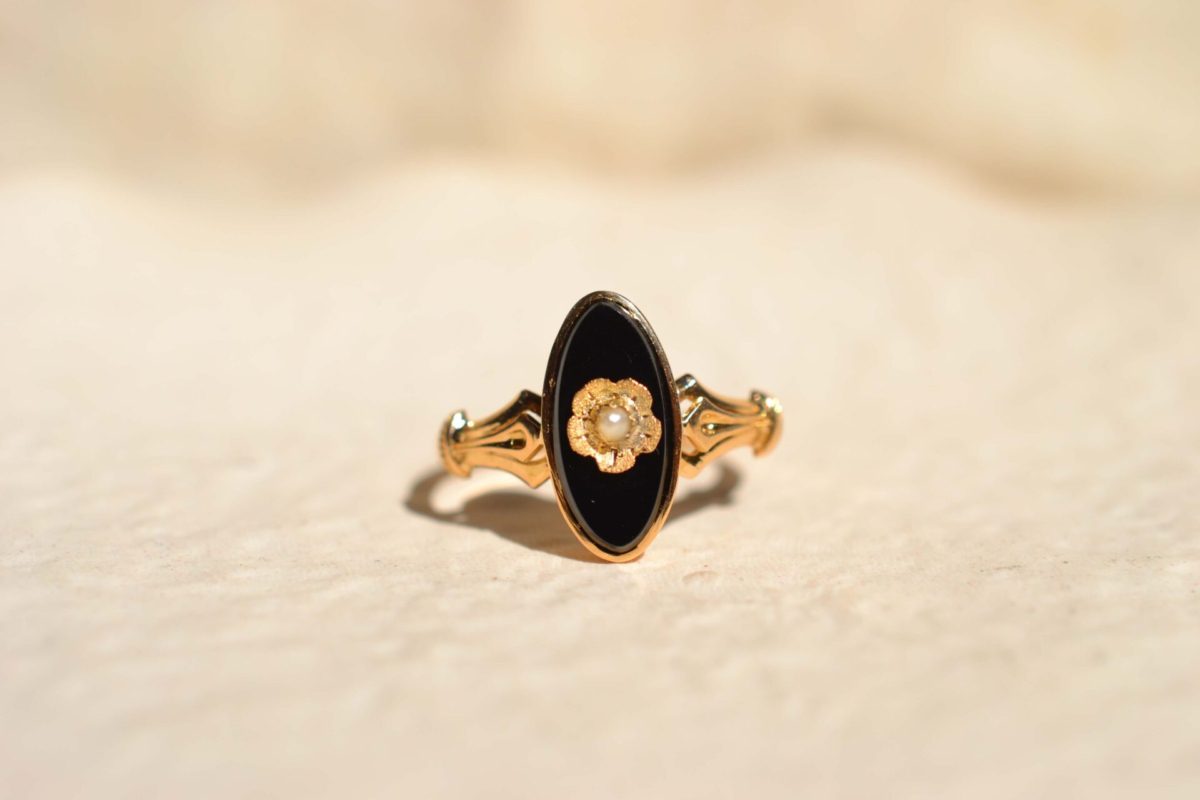 bague navette onyx
