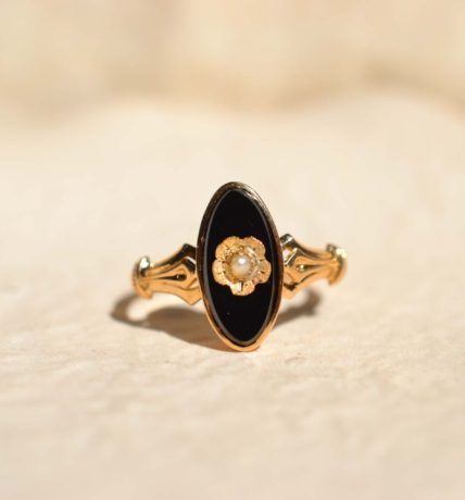 bague navette onyx