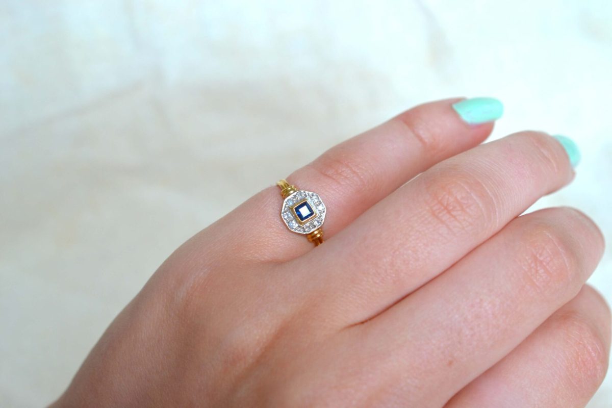 bague octogonale art deco