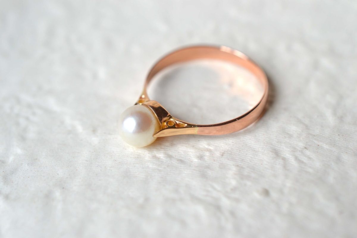 bague perle or 18 carats