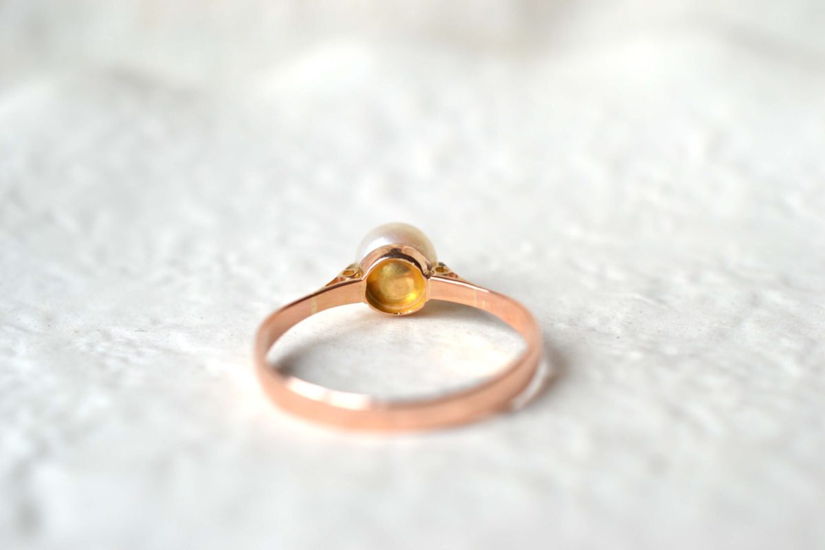 bague perle or rose