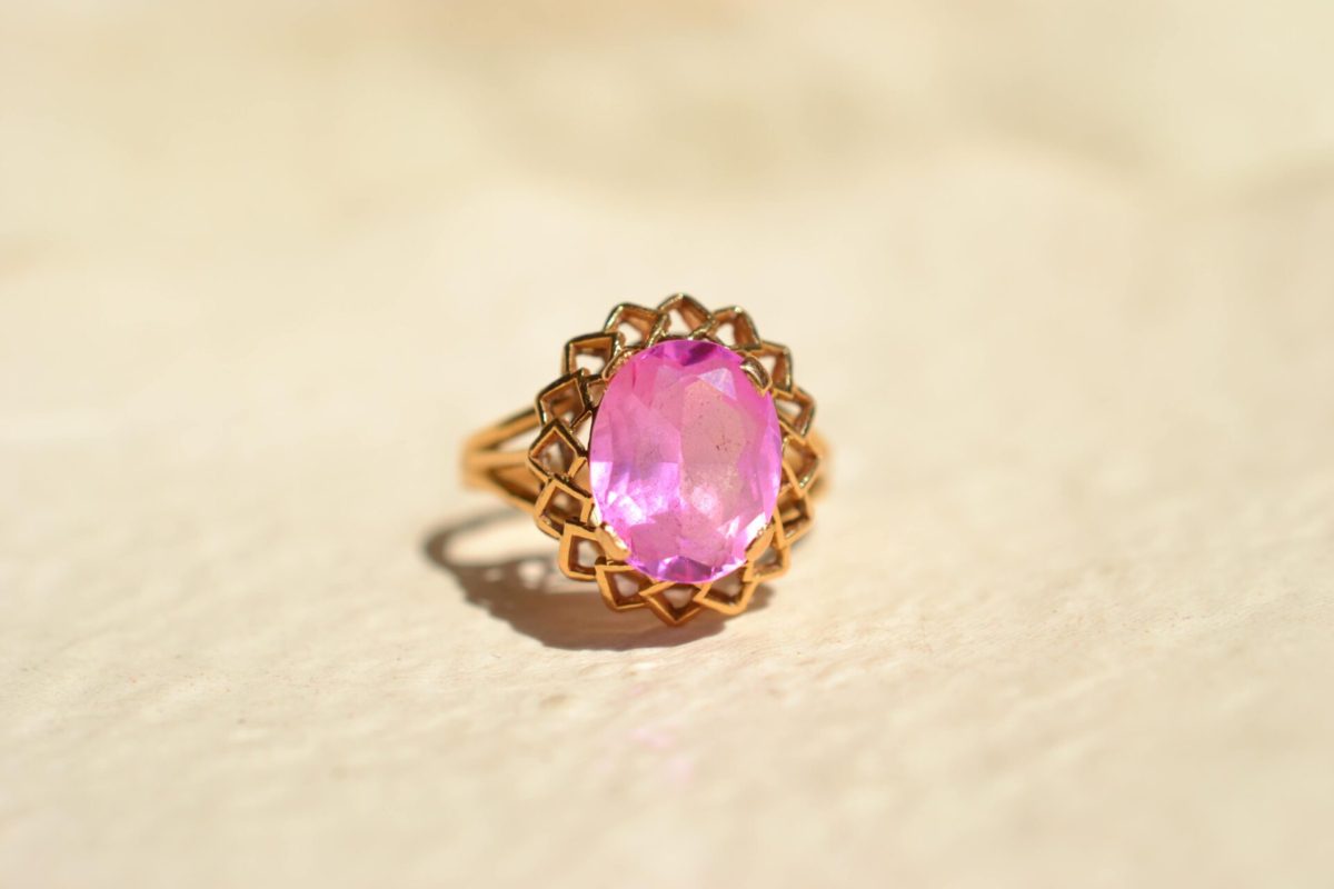 bague rubis de synthese vintage