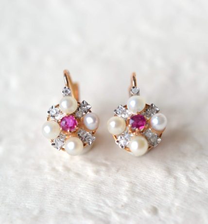 dormeuses diamants et rubis femme