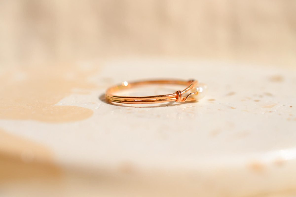 Bague Vintage en Or jaune 18 carats sertie de Perles
