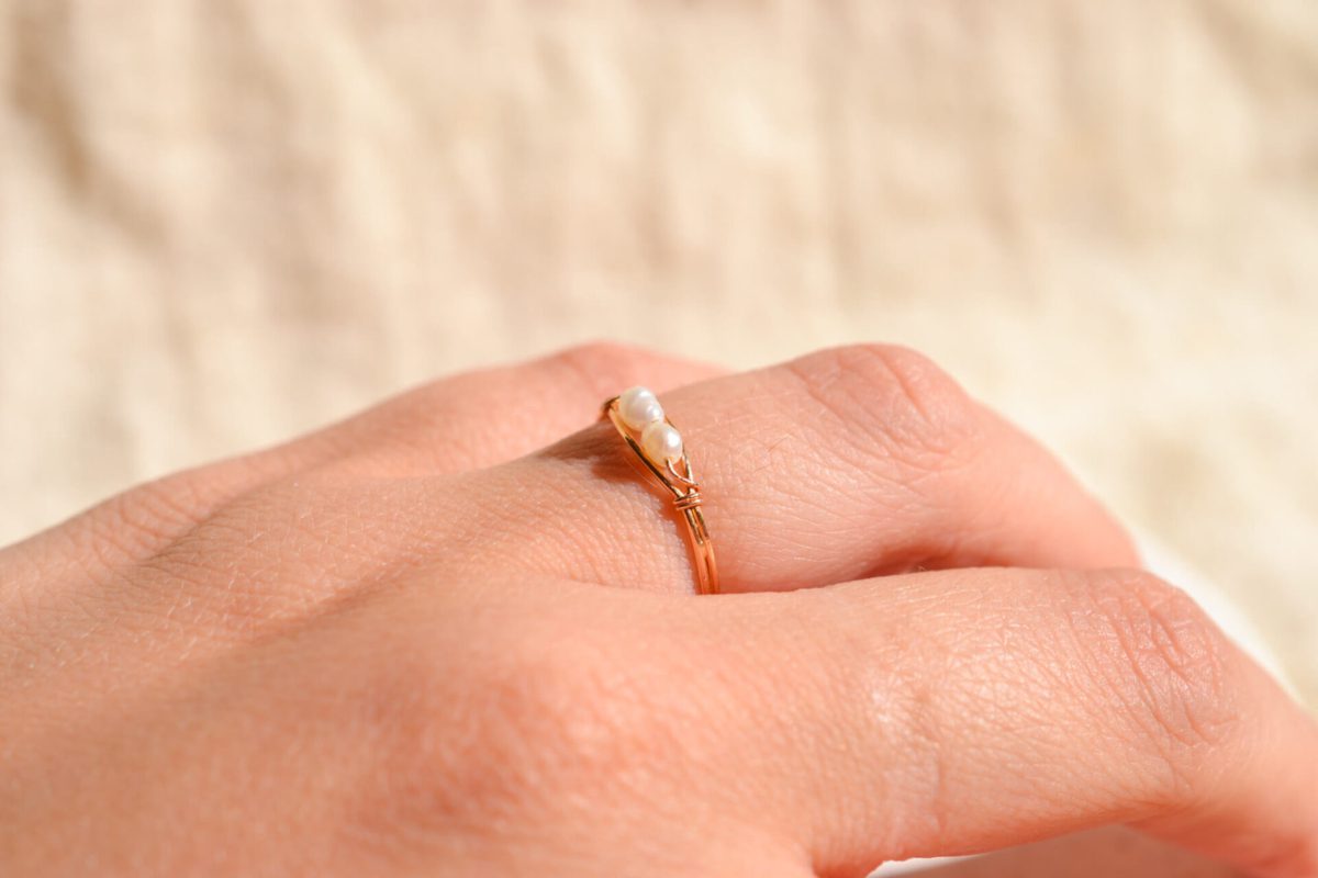 Bague de fiançailles Vintage en Or jaune 18 carats sertie de Perles
