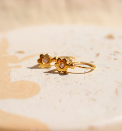 Dormeuses en Or jaune 18 carats serties d'Oxydes