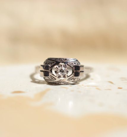 bague ancienne or blanc