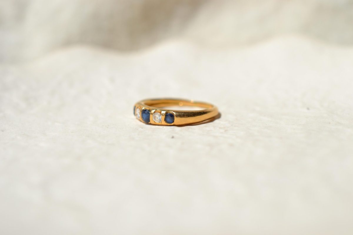 bague ancienne saphirs diamants