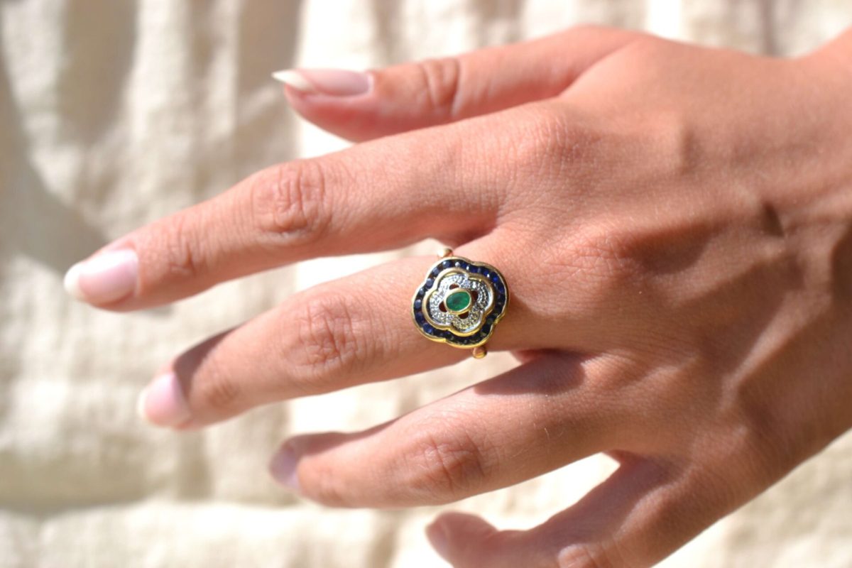 bague ancienne vintage emeraude