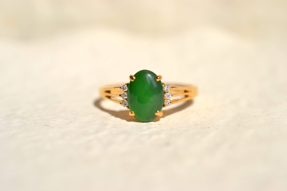bague jade et diamants or 18 carats