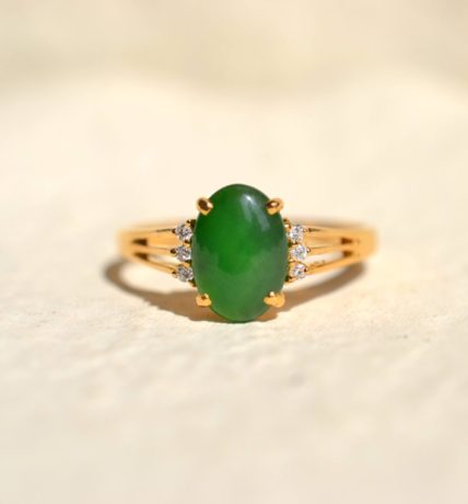 bague jade et diamants or 18 carats