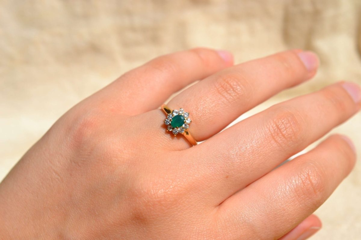bague marguerite calcédoine ancienne
