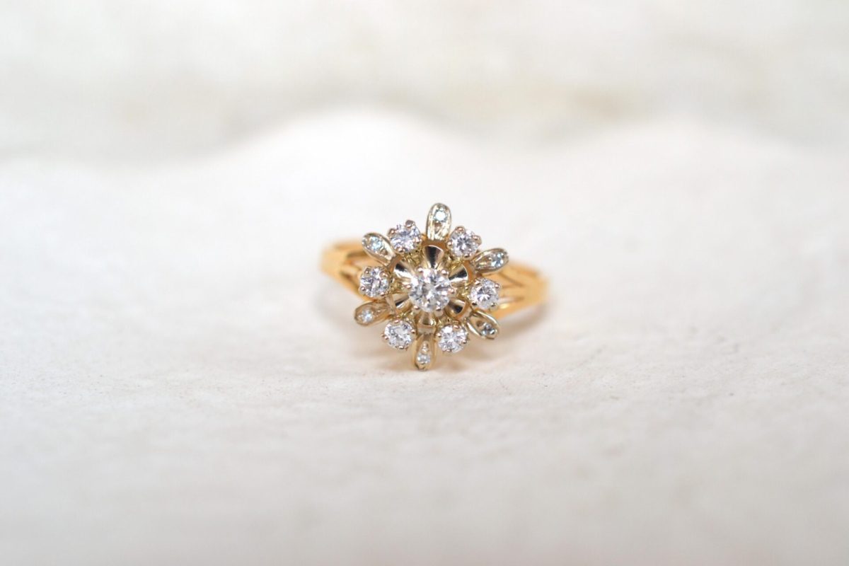 bague marguerite flocon diamants