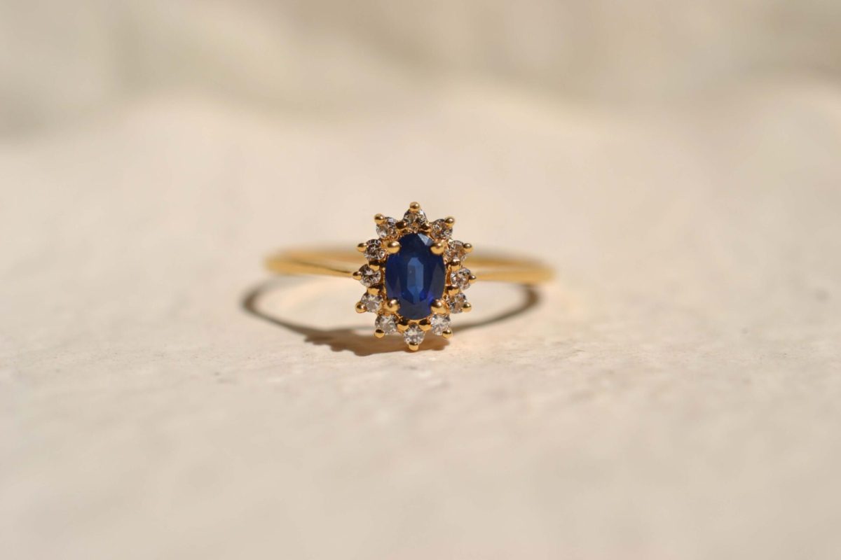 bague marguerite saphir et diamants
