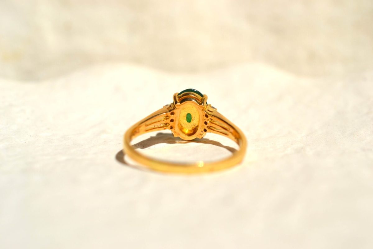 bague pierre verte or 18 carats