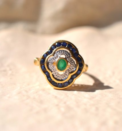 bague quadrilobée émeraude