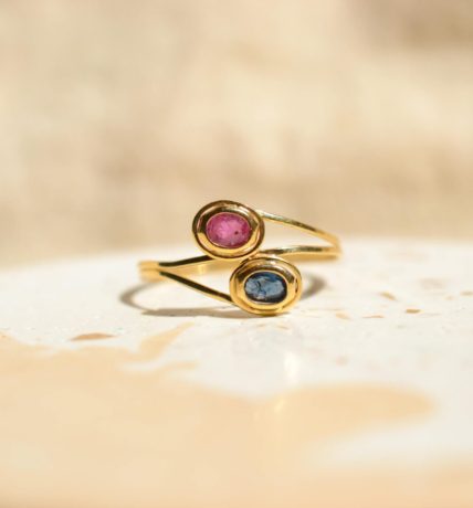 bague toi et moi saphir et rubis