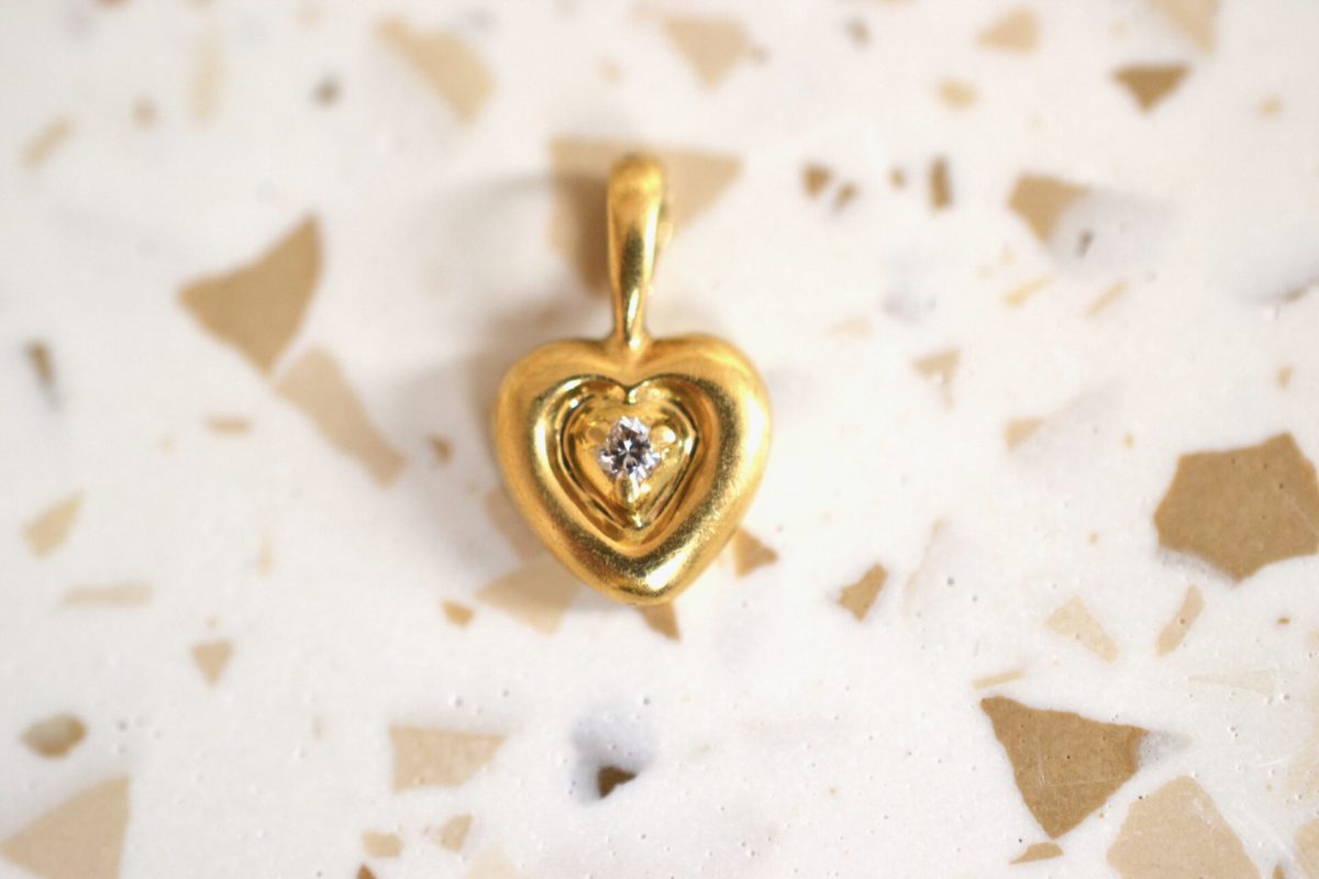 pendentif coeur vintage diamant