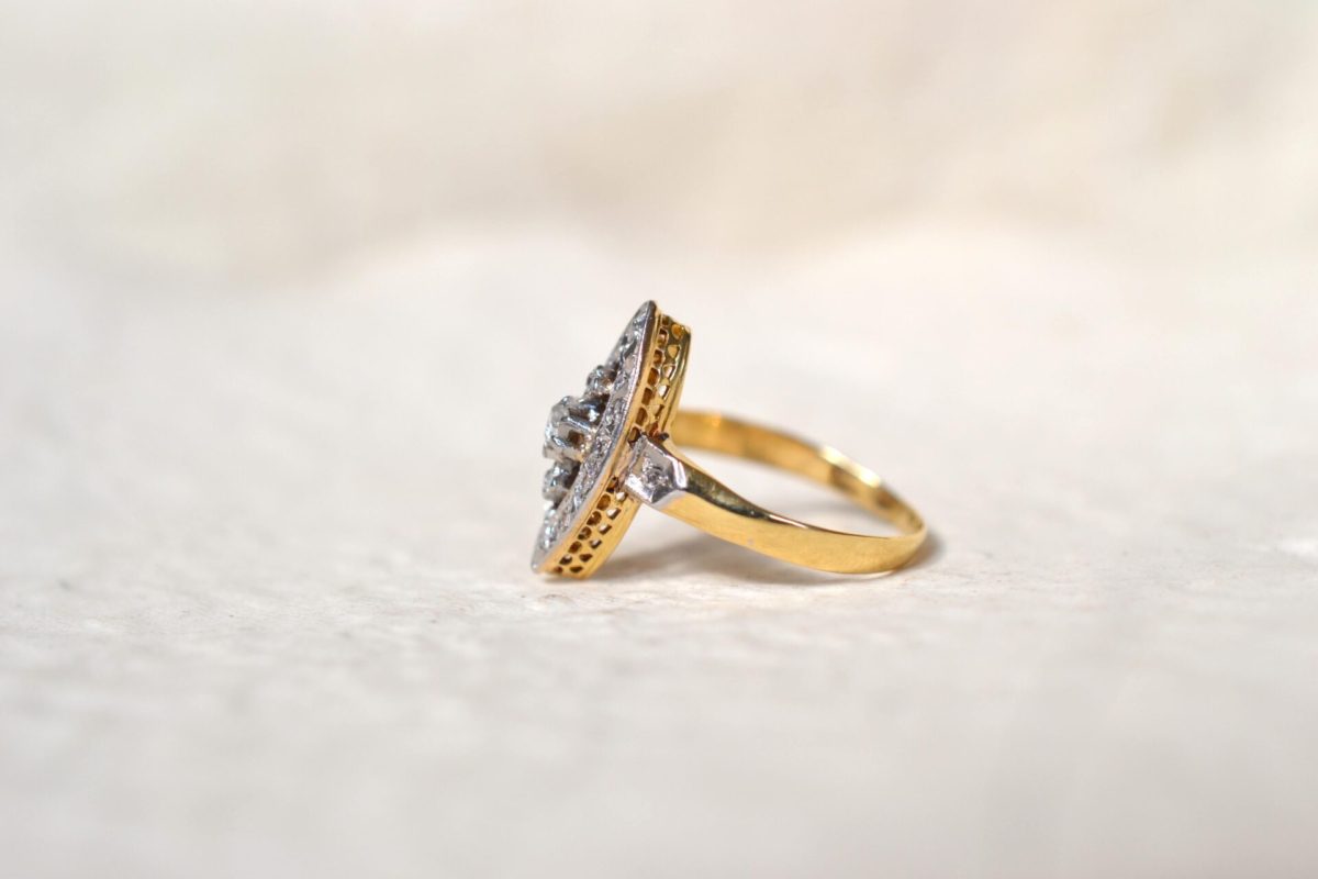 bague ancienne navette diamants