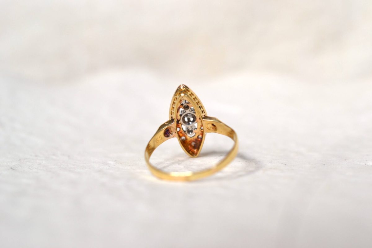 bague navette 2 ors diamants