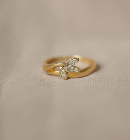 Bague Art Nouveau Or Jaune et Diamants