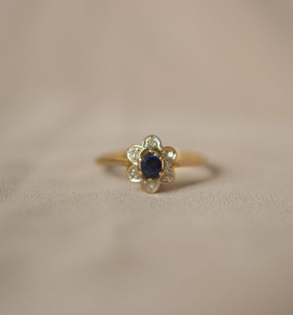 Bague Fleur Saphir et Diamants