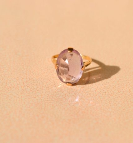Bague Solitaire Or jaune et Améthyste