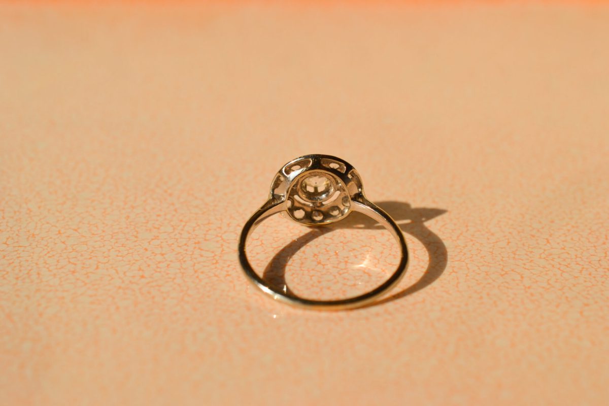 Bague Art Déco Or Blanc Oxyde
