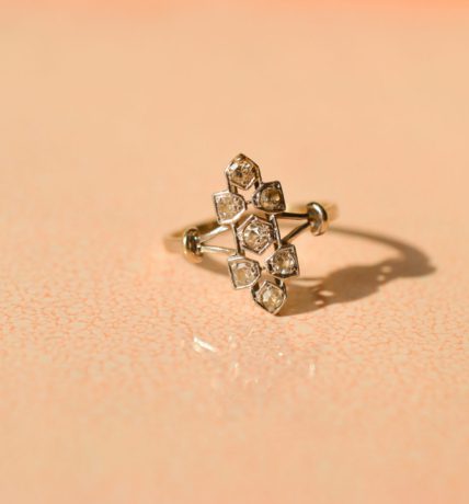 Bague Or Blanc et Diamants Art Déco
