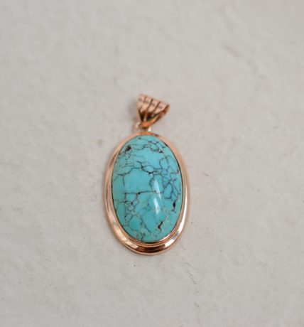 Pendentif cabochon Turquoise 9K