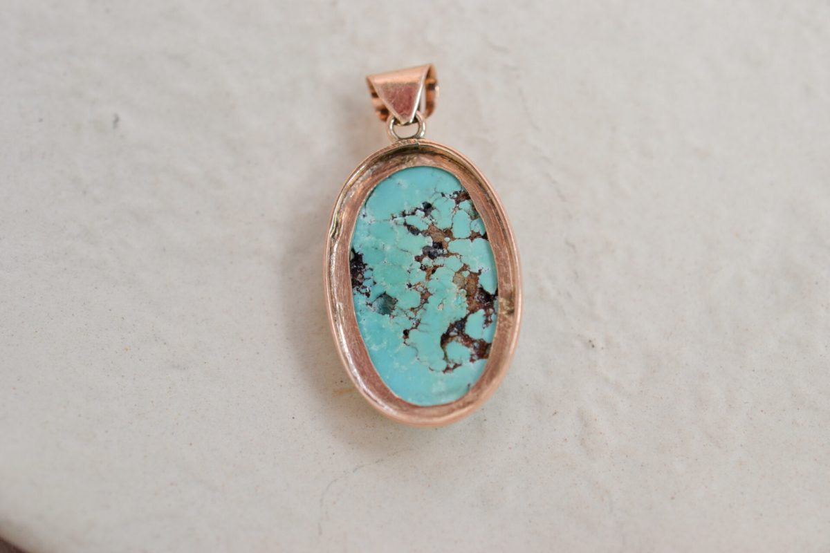 Pendentif cabochon Turquoise 9K